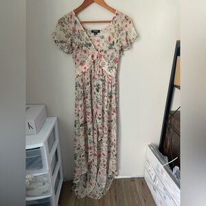 HOMMAGE Sheer High Low Floral Dress Size Small